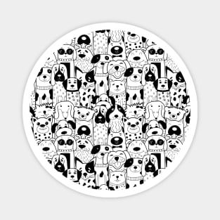 Dogs Pattern Design Black and White Magnet